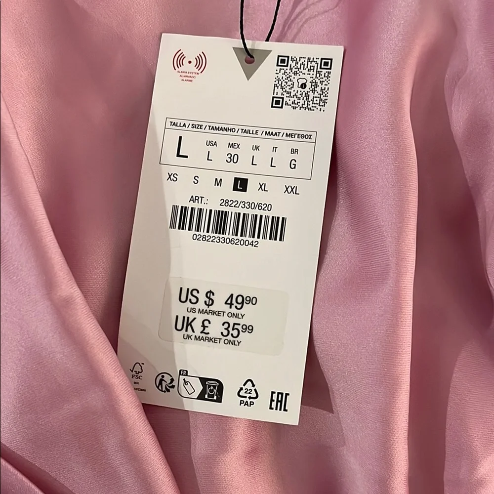 Zara NWT Elegant Pink Halter Dress Size Large - Picture 5 of 5